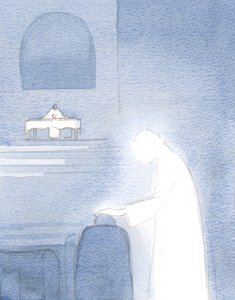 キリストは、私たちの弱い愛さえも称賛しています。彼はそれを私たちの心の中でさらに燃え上がらせ、他の人にこぼします。、2001（紙にw - c） 作： Elizabeth Wang