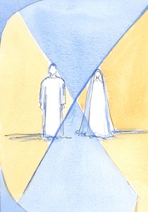 キリストと彼の聖母は創造者であり生き物ですが、神の人であるキリストは、メアリーに彼の人間性、彼の肉と血、2002年（紙にw - c）を「負っている」のです。 作： Elizabeth Wang