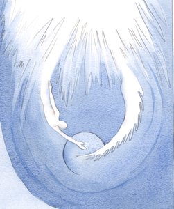 キリストと聖霊は、2001年に地球を抱く父からの2本の腕のようなものです（紙にw - c） 作： Elizabeth Wang