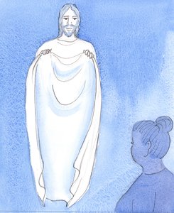 キリストは私たちを慰め、安心させます。母親が子供たちが心配したり苦しんだりしたときに安心させるように、2004年（紙にw - c）