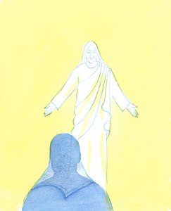 キリストは、私が2003年に私の悔い改めと愛を表明したとき、計り知れない愛と優しさで私を見つめました（紙にw - c）