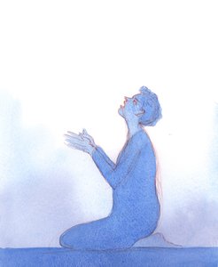 キリストは、2004年のはりつけの前に肩にかけられたような紫色のマントを私に差し出しました（紙にw - c） 作： Elizabeth Wang