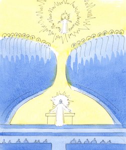 キリストは幕屋にいて、2004年に彼の近くにいることを選んだ人々に挨拶する準備ができています（紙にw - c） 作： Elizabeth Wang