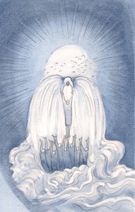 キリストは恵みの「滝」です。彼は私たち全員をミサで、すべての恵みの源である私たちの父である神に、霊の中で、2000年に持ち上げます（紙にw - c） 作： Elizabeth Wang