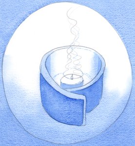 キリストは私たちから贈り物ではなく、空にされ浄化されることに同意することによって尊敬されています-キリストが輝くランプのように、2002年（紙にw - c） 作： Elizabeth Wang