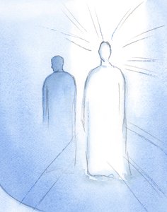 キリストは私たちのモデルであり原型です。彼の中で、弱者は最も親切な助っ人を見つけ、老人は完璧な息子を見つけます、2002年（紙にw - c）