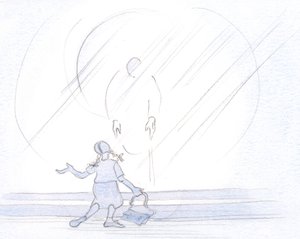 キリストは、私たちが悲しみの中で彼に挨拶しているのか、騒々しい喜びの中で女子高生のように、私たちの気分が何であれ、私たちに優しいです。、2001年（紙にw - c） 作： Elizabeth Wang