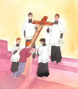 キリストは、2004年に私たち全員への愛から耐えてきた彼の情熱の中で彼への献身のすべてのしるしによって心に触れられます（紙にw - c） 作： Elizabeth Wang