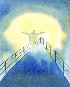 キリストはミサの聖なる犠牲の間に彼の教会と共にいて、私たちに代わって祈っています、2002年（紙にw - c） 作： Elizabeth Wang