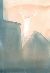 キリストは私たちの心の恐ろしい暗い深みに愛情を込めて飛び込みます。、2001年（紙にw - c） 作： Elizabeth Wang