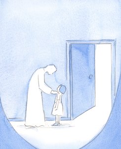 キリストは、兄や友人のように、2002年のミサのお祝いの準備をするための私たちの努力を喜んでいます（紙にw - c） 作： Elizabeth Wang
