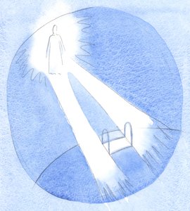 キリストは彼の神聖な人生を各聖体拝領者と共有します。そして彼は彼を愛する人々の間に「架け橋」を築きます、2001年（紙にw - c） 作： Elizabeth Wang