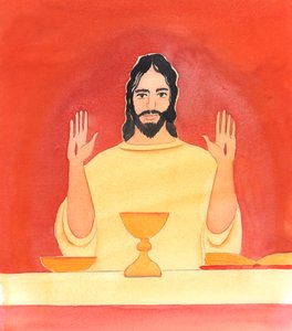 キリストは、2000年に罪のために十字架に釘付けにされて死んだとき、彼の一度限りの犠牲を私に示しました（紙にw - c） 作： Elizabeth Wang
