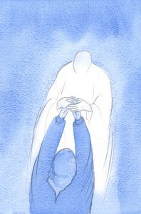 キリストは聖体拝領の間に私の手を取り、次のように言いました。自信を持って、すべての喜び、問題、質問をもって、私に目を向けてください。 作： Elizabeth Wang