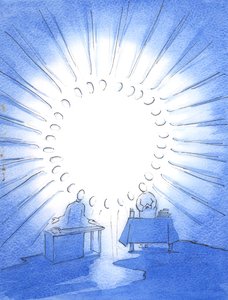 キリストは「聖徒の交わり」で地上の友人たちを団結させます。キリストを通して提供されたすべての祈りは、他の魂に触れたり助けたりします、2003年（紙にw - c） 作： Elizabeth Wang