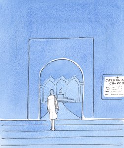 キリストは私たち全員に、弟子として行く十字架を背負った人々を見て、彼がどれほど深く触れられているかを知ってほしいと願っています。2004年（紙にw - c） 作： Elizabeth Wang