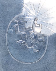 キリストは、いわば、この人の魂の片隅で丸くなり、彼らの先入観の乱雑さのために彼らを助けることができませんでした。、2000年（紙にw - c） 作： Elizabeth Wang