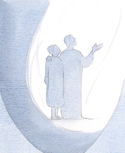 キリストは私を彼と並んで立ち、天の御父に他の人への恵みを求めてくれました。、2000年（紙にw - c） 作： Elizabeth Wang