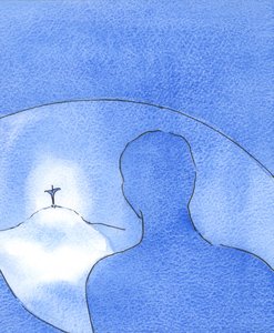 キリストの光は、地上での彼の人生の間に輝いていました。天国から、父は無私無欲で愛情深い人神を見つめました、2003年（紙にw - c） 作： Elizabeth Wang