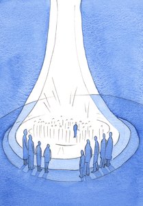 キリストの犠牲-地球から提供された-は、2002年の天国以前の光の灯台のようなものです（紙にw - c） 作： Elizabeth Wang