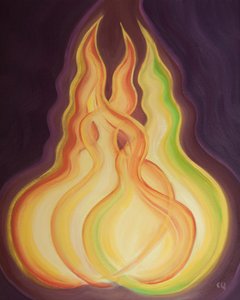 それぞれの神の人、それぞれの炎は、同じ神の性質を持っています。一緒に彼らは一つの神、一つの火、2002年（船上の油） 作： Elizabeth Wang