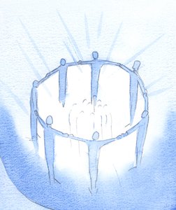 キリストの中で団結して生き、働き、祈る友人や関係者は、暗闇を押し戻し、他の人々を啓発している、2002年（紙にw - c）