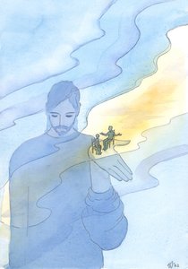 神はすべてのもの、そして神の存在に疑問を呈する人々を含むすべての人々を存在させます、2003年（紙にw - c） 作： Elizabeth Wang