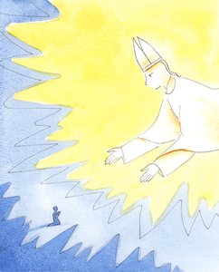 私たちの愛する父なる神は、罪と信頼のために悲しみの中で神に立ち返る一人一人を許すことを喜んでおられます。2004年（紙にw - c） 作： Elizabeth Wang
