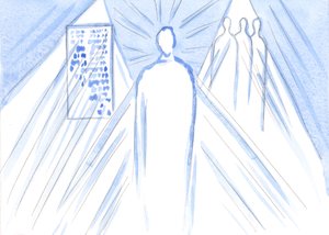 すべての光と知恵の源である神は、言葉と教師を通して私たちに栄養を与えてくださいます。しかし、聖体拝領では、2001年に全人類である神の息子に会います（紙にw - c） 作： Elizabeth Wang