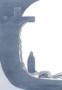 彼は私に十字架、直立した、その下の彼の母、そして私の上を流れる広大な溢れ出る彼の血を見せてくれました。、2000年（紙にw - c） 作： Elizabeth Wang