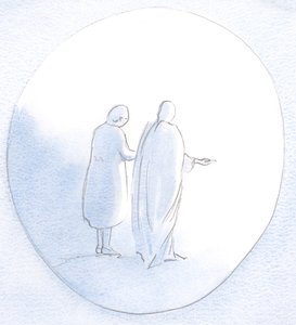 彼は私のそばにいて、私が手を伸ばして他の人を助け、慰めるために手を伸ばしていました。、2001年（紙にw - c） 作： Elizabeth Wang