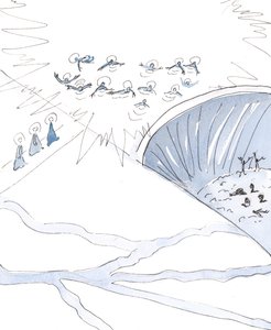 天国は、2004年の神の頭である生きた水の川への道をたどる人々によって発見されました（紙にw - c） 作： Elizabeth Wang