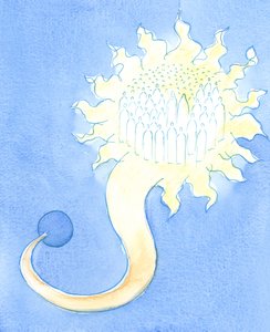 天国は地球の暗闇のはるか上にある明るい家のようなものです。高貴な状態;私たちが価値のない無料の贈り物、2003年（紙にw - c） 作： Elizabeth Wang