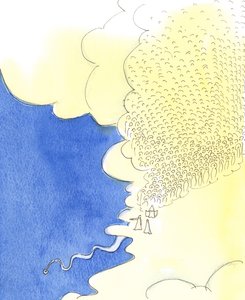 天国はとても広大なので、その高さから、地球がどれほど小さいか、そして地球上の生命がどれほど短いかを見ることができます、2003年（紙にw - c） 作： Elizabeth Wang