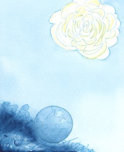 天国は巨大な花として表され、その中心には美しく、香りのよい、まばゆいばかりの聖域がありました。2003年（紙にw - c） 作： Elizabeth Wang