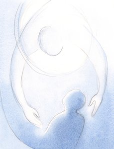 神が一つの迅速で優しい許しの動きで魂を抱きしめているので、悔い改めた魂に対する父の愛はどれほど素晴らしいか。、2001年（紙にw - c） 作： Elizabeth Wang