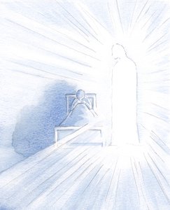 私はキリストが若い成人として私に来られたことを覚えています。自分の魂がどれほど暗いか、2000年（紙にw - c） 作： Elizabeth Wang