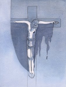 私は、神の恵みの大規模な注ぎ出しが、2000年のカルバリーでの壊れた体の血まみれの捧げ物によって可能になったのを見ました（紙にw - c） 作： Elizabeth Wang