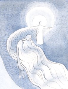 魂が謙虚であるならば、キリストの恵みは、まるでガーゼを通して、妨げられずに、その魂を通して他の人に注ぐことができます。、2000年（紙にw - c） 作： Elizabeth Wang