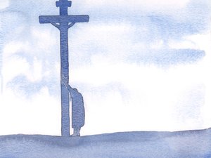 私たちの苦しみが祈るのを難しくしているなら、私たちは単に十字架に寄りかかり、キリストの近くで、彼の中で休み、そして私たちの困難に辛抱強く耐えることができます、2000年（紙にw - c） 作： Elizabeth Wang