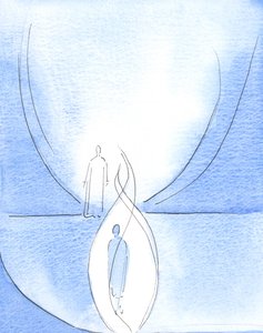 私たちが「キリストの中に」住んでいるなら、私たちはろうそくの炎のように彼の霊に包まれ、霊の光と力を通して、天国の端、キリスト、そして目に見えない父に昇ります、2003（w - c pに 作： Elizabeth Wang