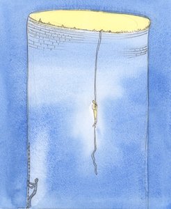 執り成しでは、2004年に地下の深いシャフトに取り残された別の人を救助するために、ある人がロープに降りることを神が許されているかのようです（紙にw - c）