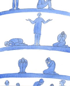 煉獄のより低い深さには、壁の近くに群がる中世のダンジョンの絶望的な人々のように、彼らのために祈る人がいない魂がいます。 作： Elizabeth Wang