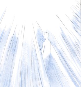 天国の光の中に、浄化された聖霊が入ります。彼らは痛みを伴わずに入ります。彼らにはもはや罪はありません。、2001年（紙にw - c） 作： Elizabeth Wang