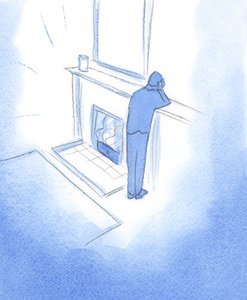 私たちが光と暖かさを備えた愛情のある家や炉床を見つけることができるのは神の内にあります。 「外」彼はただの痛みと暗闇、2002年（紙にw - c） 作： Elizabeth Wang
