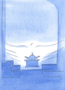 私たちが提供するすべての祈りの中で働いているのは聖霊であり、パンとワインがクリスの聖体と血になったときに奉献で起こる変化をもたらすために働いています。 作： Elizabeth Wang