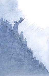 聖なるミサで私たちのために執り成しをするイエスを通して、私たちの祈りは、2000年の霊の内で父に昇ります（紙にw - c） 作： Elizabeth Wang