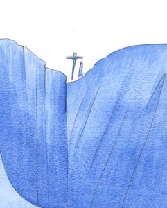 まるでキリストと聖母が一緒に世界の端にいたかのようでした。彼は罪人を深淵から救うために死んだのです。2002年（紙にw - c） 作： Elizabeth Wang