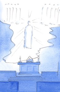まるで天国の床自体が祭壇の上に広がっているかのようでした。そのため、キリストは天国と祭壇の両方に存在していました。2003年（紙にw - c）