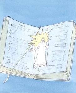 イエス・キリストは、私たちが聖書を読んだり、ミサで宣言されたのを聞いたりするときはいつでも、彼の聖なる言葉を通して私たちに明らかにされます。 作： Elizabeth Wang